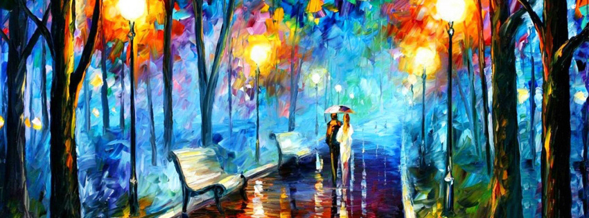 bức tranh sơn dầu trong mưa