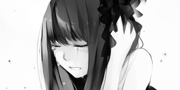 Hình ảnh anime buồn màu trắng