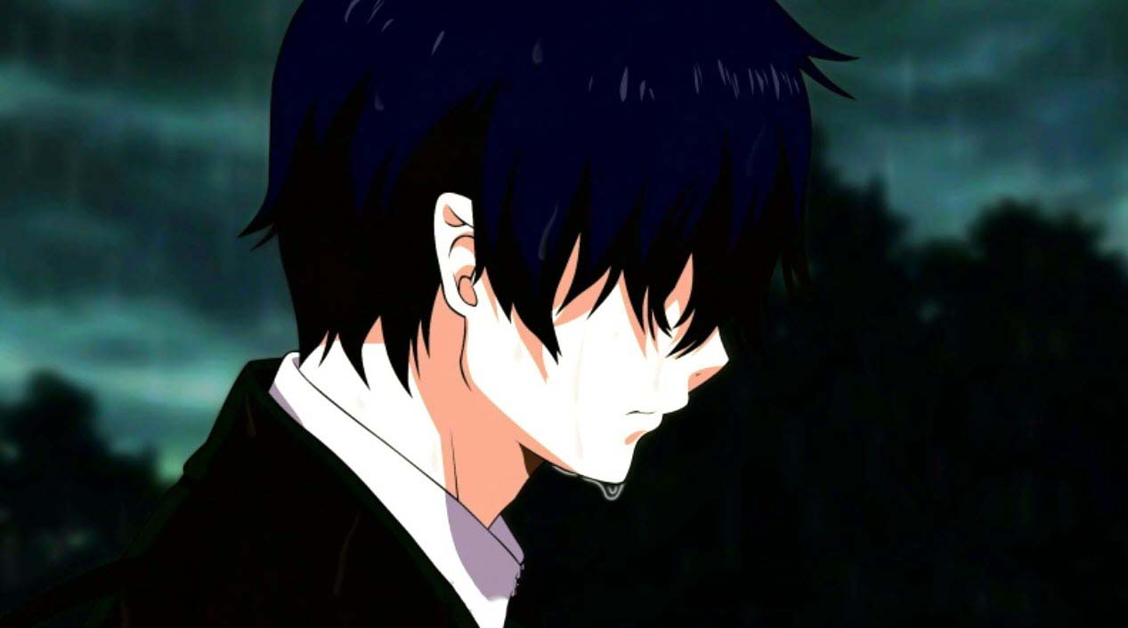 Hình ảnh của một cậu bé anime buồn