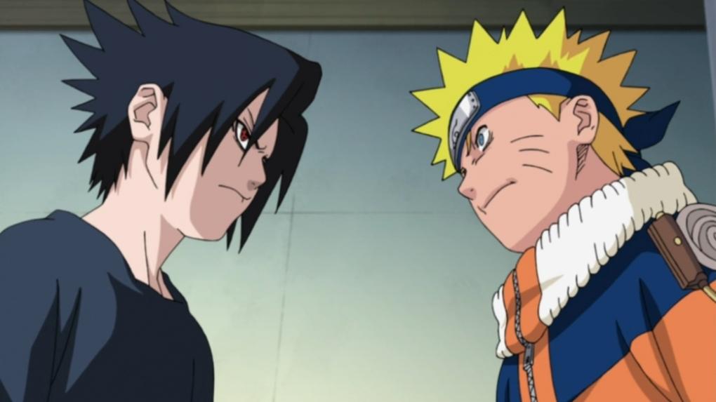 Hình ảnh Sasuke Naruto đối mặt