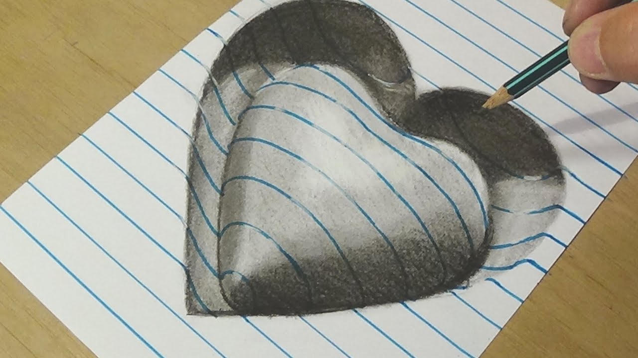 Ảnh vẽ trái tim 3D đẹp