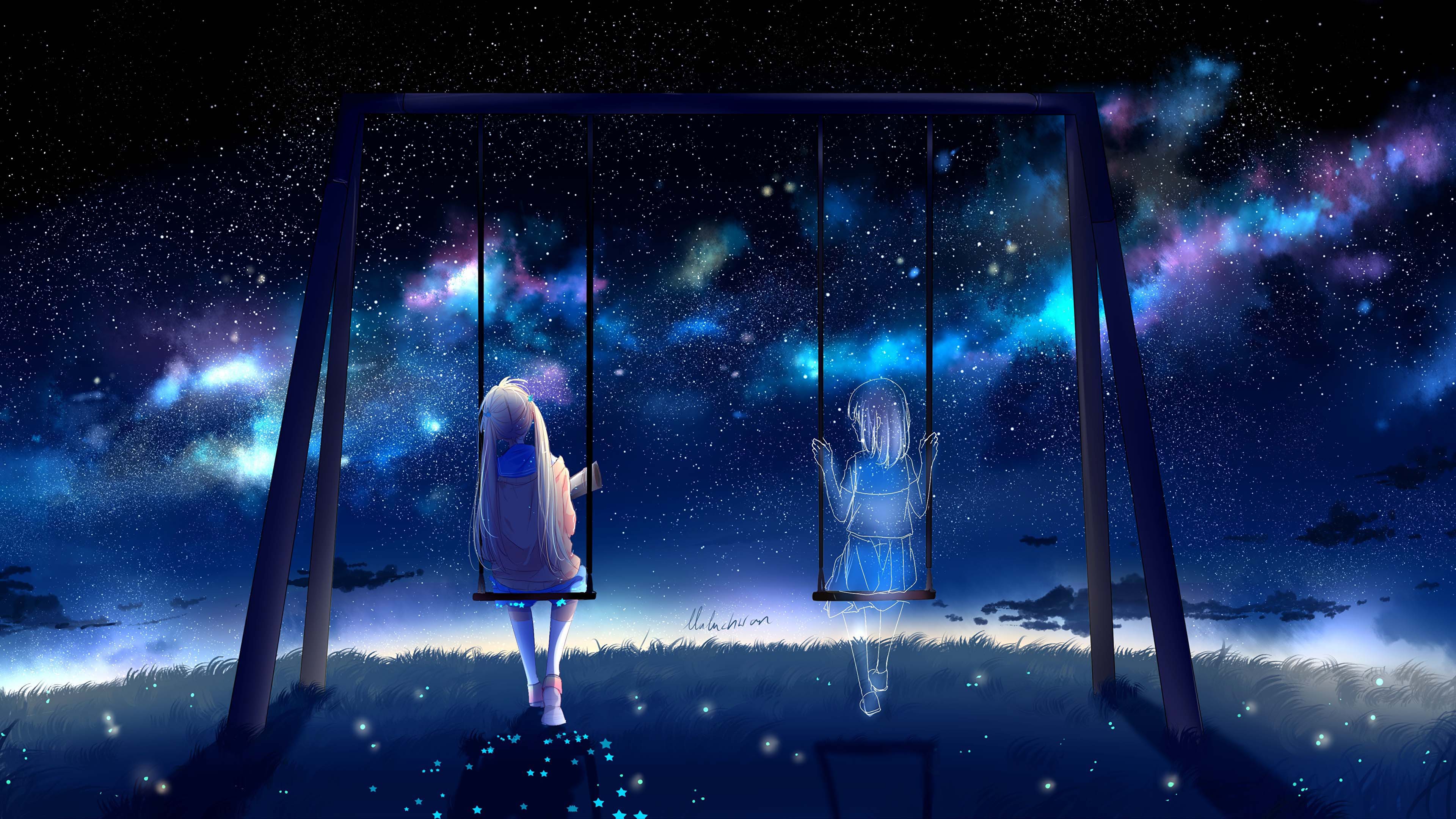 Starry sky anime wallpaper