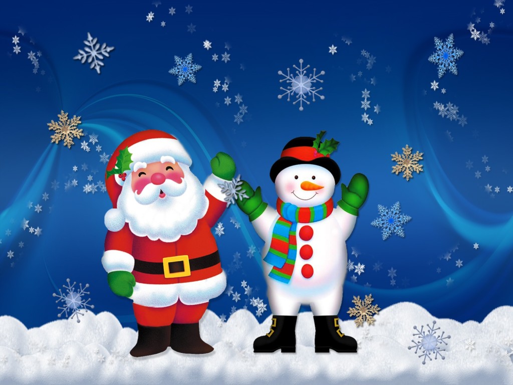 Hình ảnh ông già Noel và người tuyết xinh đẹp