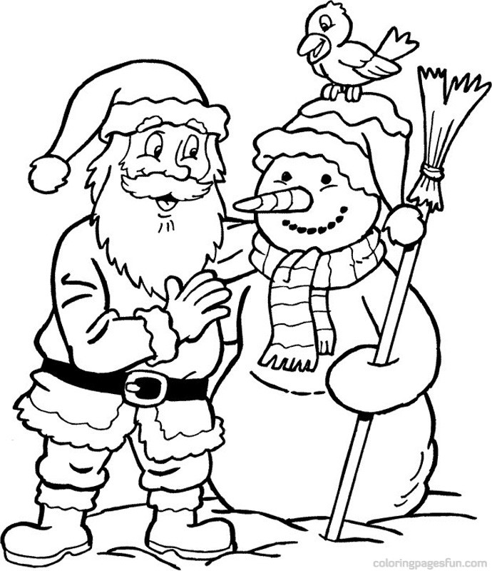 Hình ảnh tranh ông già Noel bên người tuyết cho bé tập tô màu